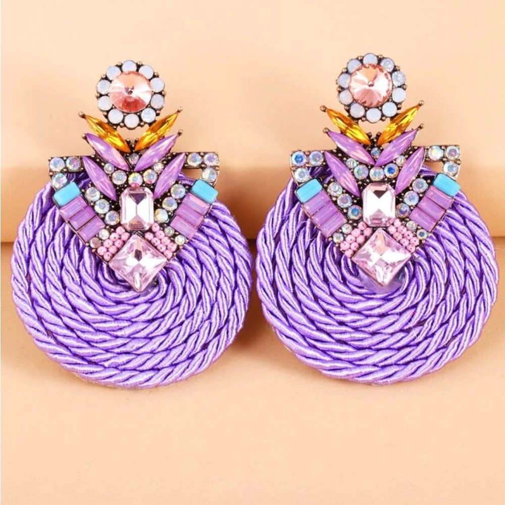 Rhinestone deco earrings